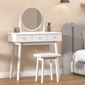 White 3 Drawer Vanity Table Set with Stool and Mirror P173472
