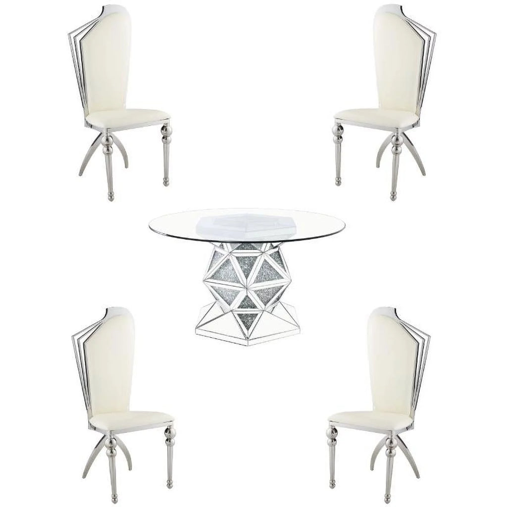 5-Piece Beige Dining Table & 4 Side Chairs J485815