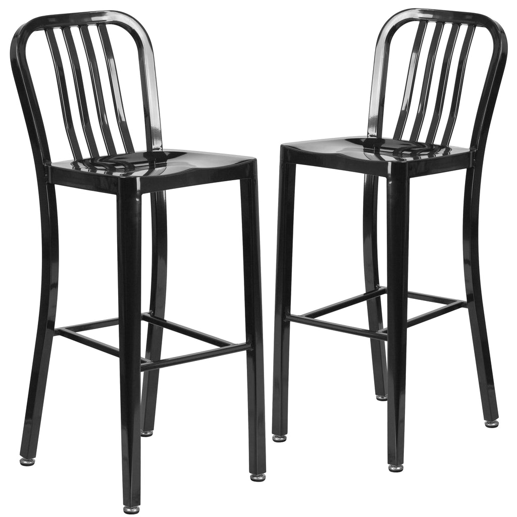 2 Pack Blue Metal Indoor-Outdoor Barstool A203