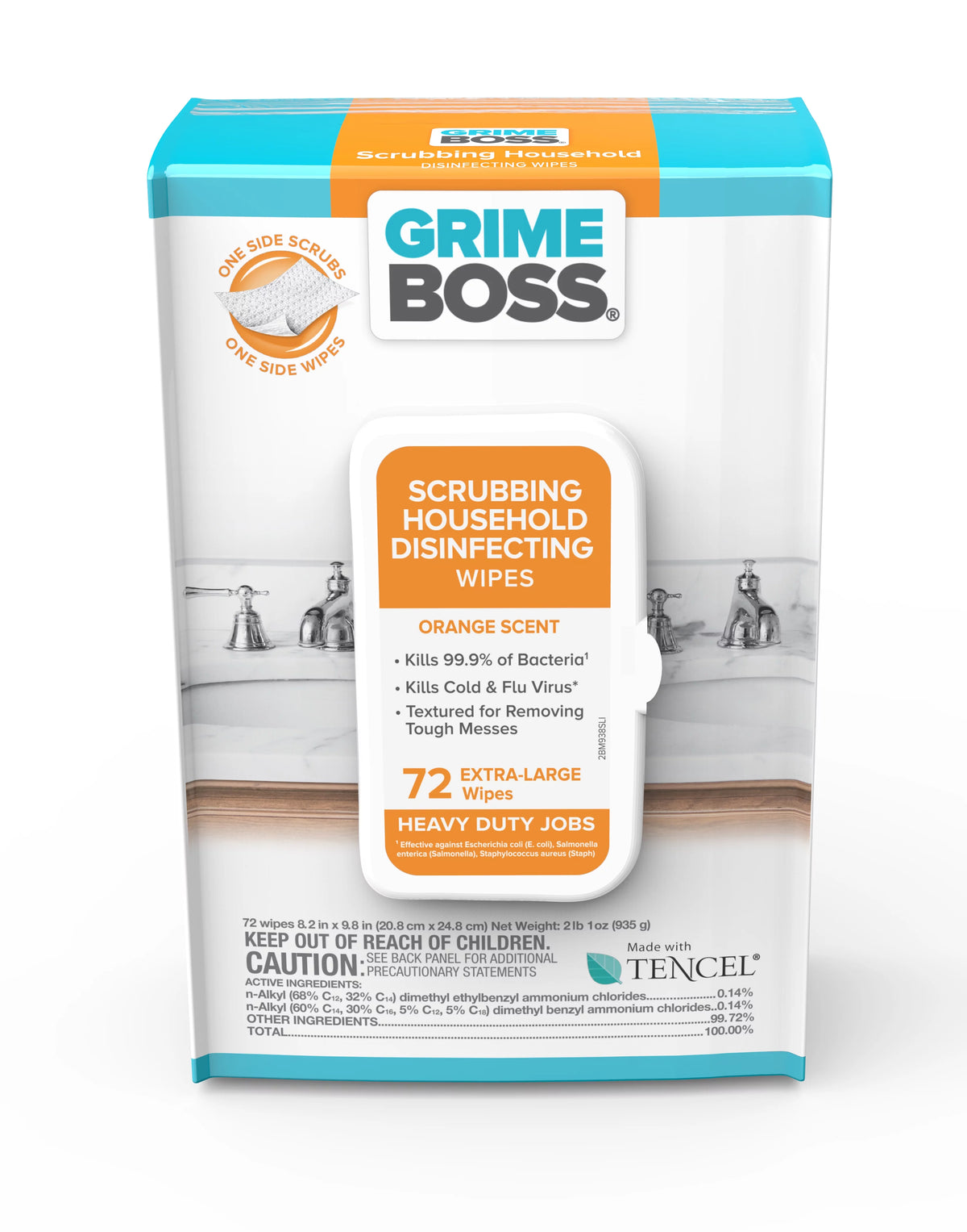 Fiber Blend Scrubbing Household Disinfecting Wipes 72 pk A10436