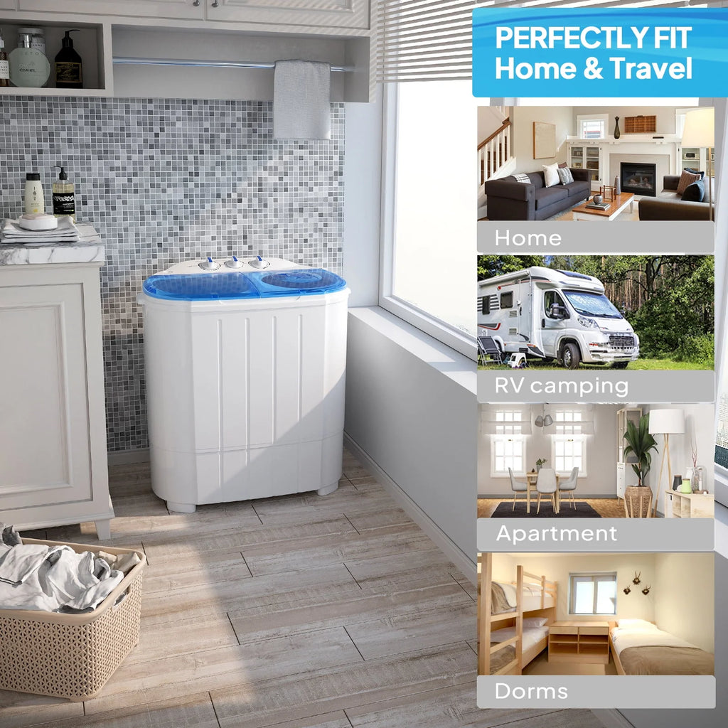 Portable Electric Mini Twin Tub Washing Machine with Spin Dryer F481144