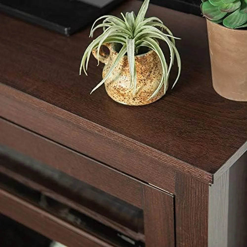Espresso Brown Wood Corner TV Stand H62441