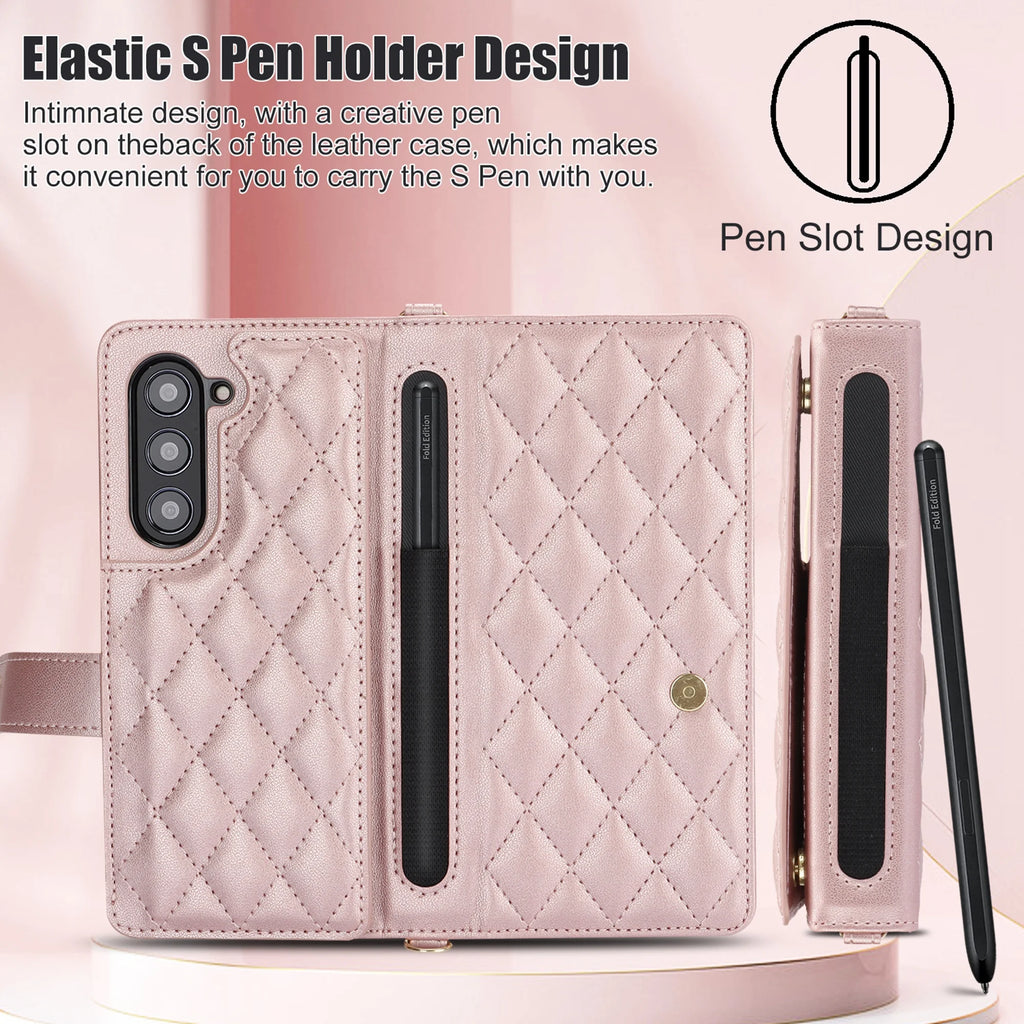 PU Leather Wallet Phone Case with Card Slots and Crossbody Strap T5051