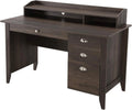 Dark Brown Wood Writing Desk with Hutch R8090
