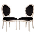 Rustic Grey Black Velvet Oval Side Chair Set of 2 V562