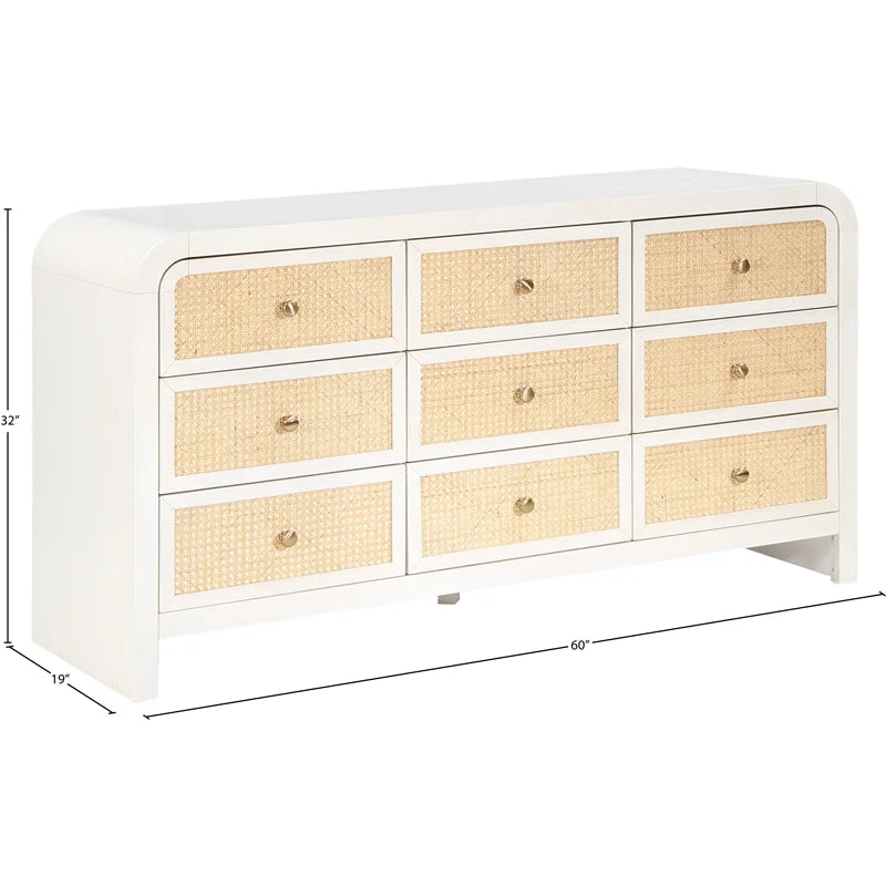 White Ash Wood and Natural Cane Dresser J340