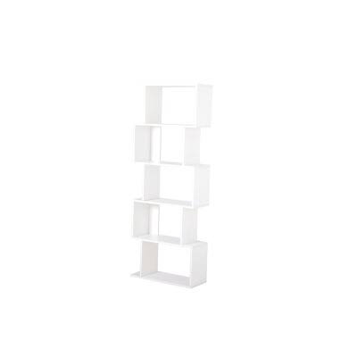 White 5-Tier S-Shaped Wood Bookshelf M538