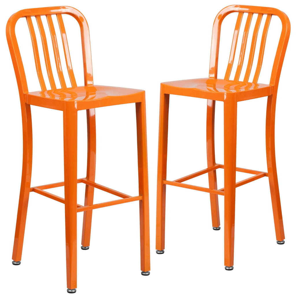 2 Pack Blue Metal Indoor-Outdoor Barstool A203