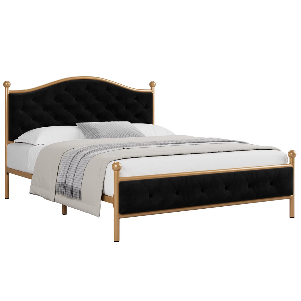 Black Queen Size Upholstered Platform Bed Frame M540
