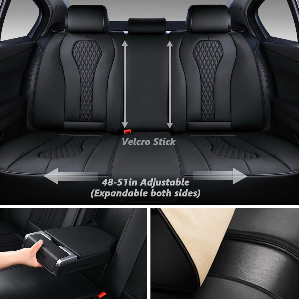 Black 5 Seats Leatherette Car Seat Covers Full Set D8295