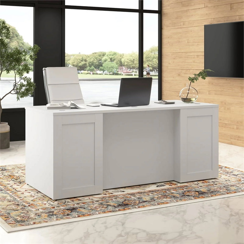 White Engineered Wood Executive Desk F979507