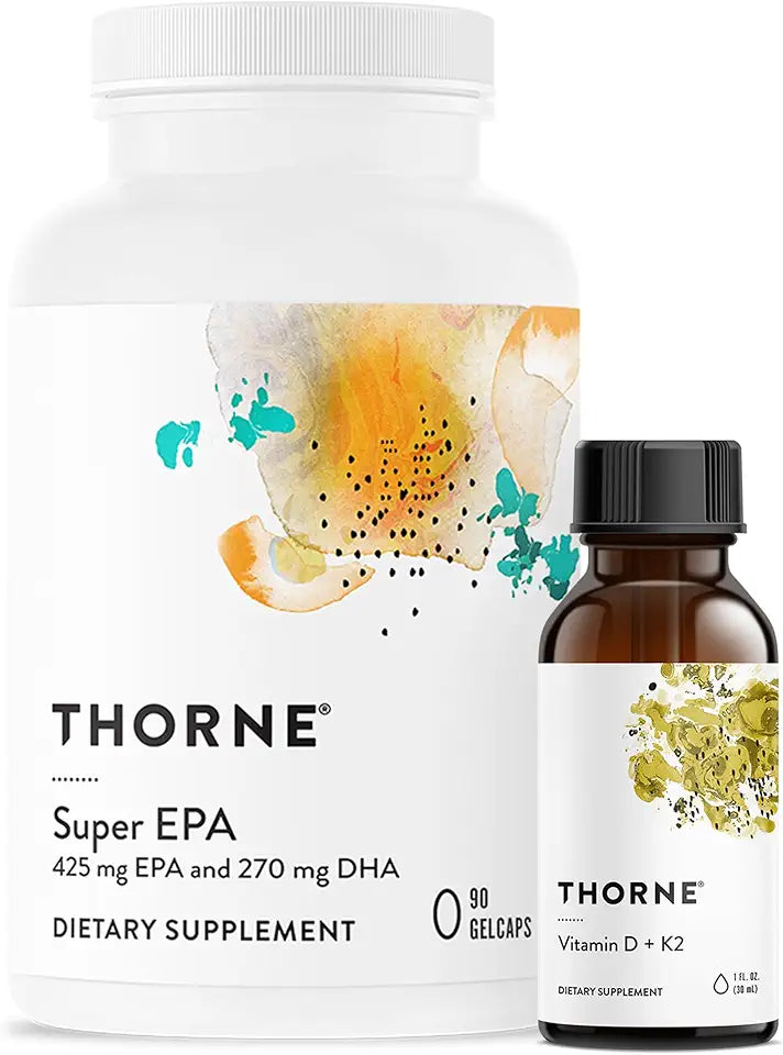 Super EPA 90 Gelcaps & Vitamin D + K2 1 Oz Bundle Y71857