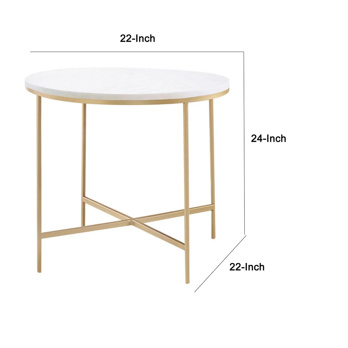 24 Inch Rounded Marble Side End Table F2070
