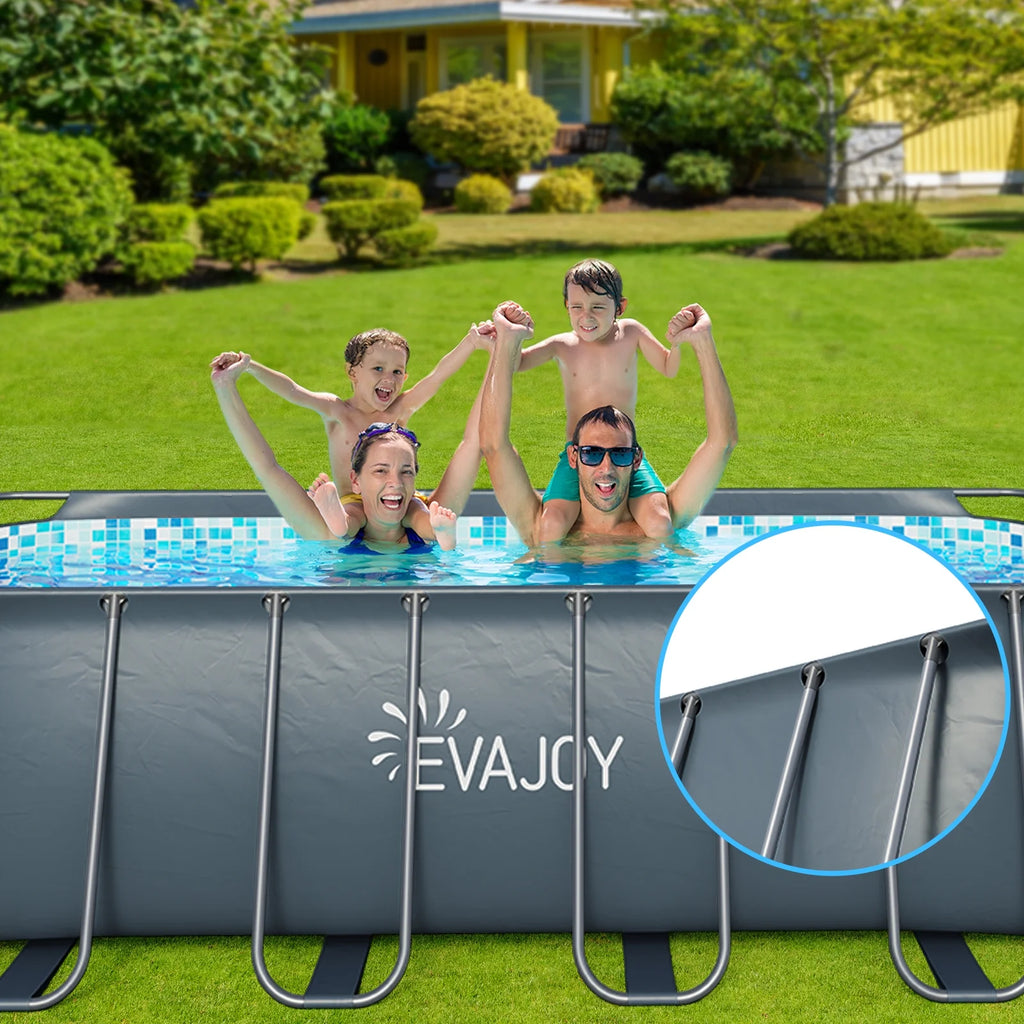 14' x 7' x 48" Rectangle Metal Frame Above Ground Swimming Pool C96608