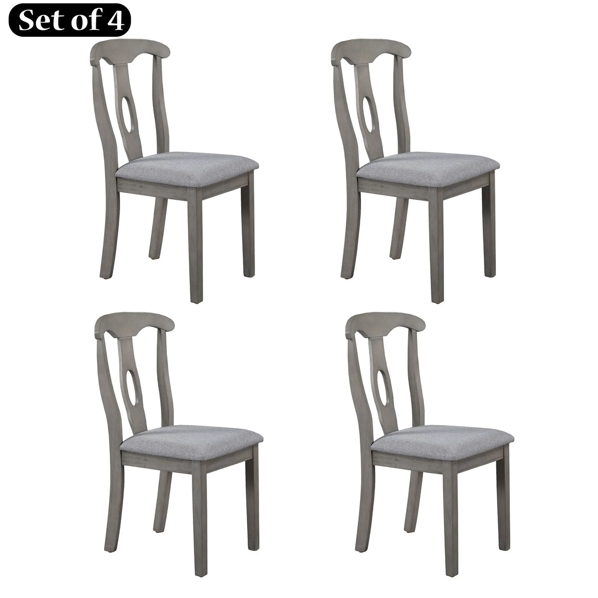 Rustic Wood Padded Dining Chairs Set of 4 N22573