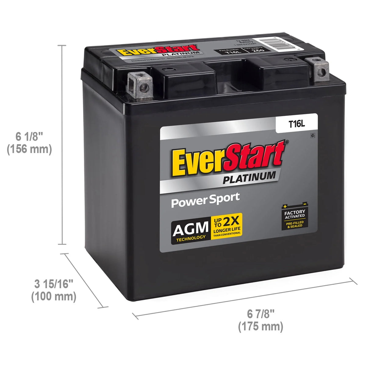 AGM Power Sport Battery Group Size T16L 12 Volt 260 CCA A821406