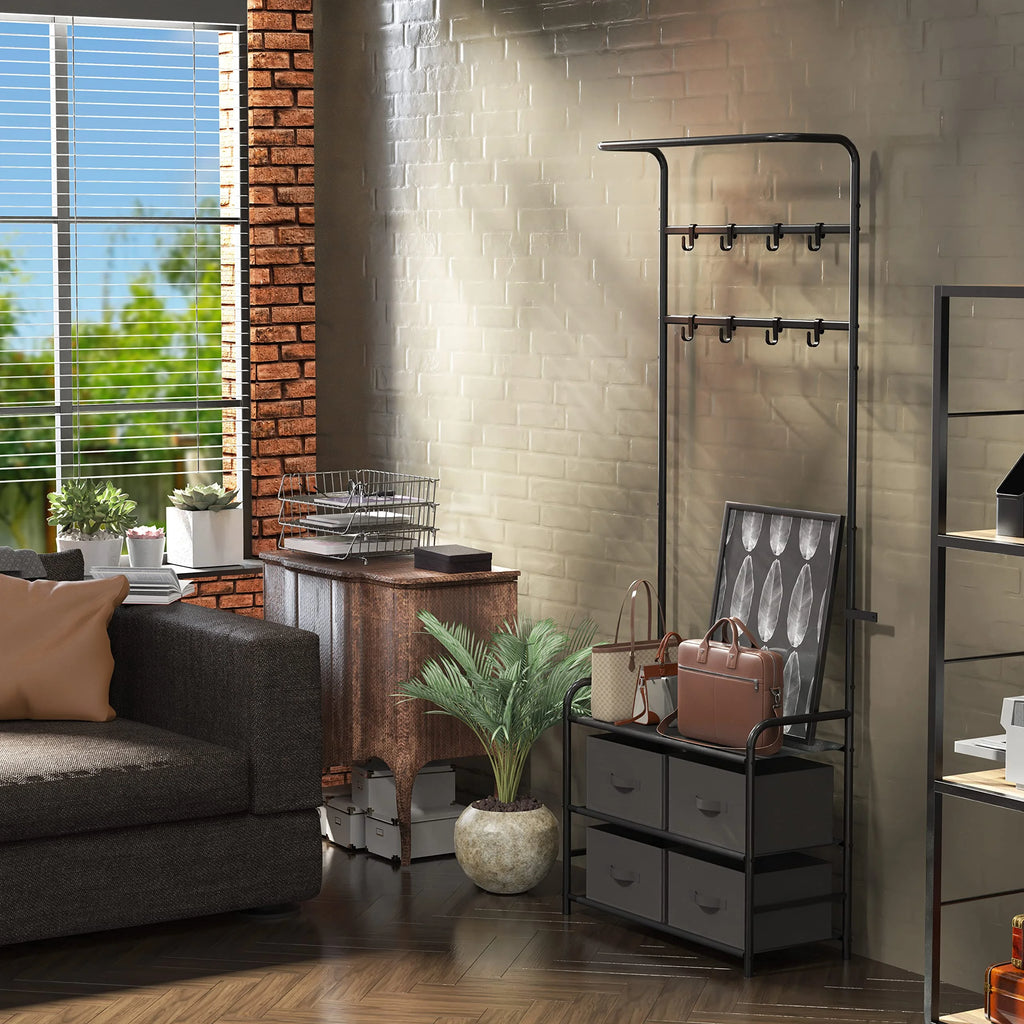 Coat Rack with Storage Shelf, Black M17557