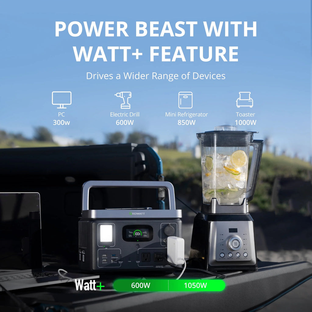 Portable Power Station 538Wh LiFePO4 600W AC Output F393