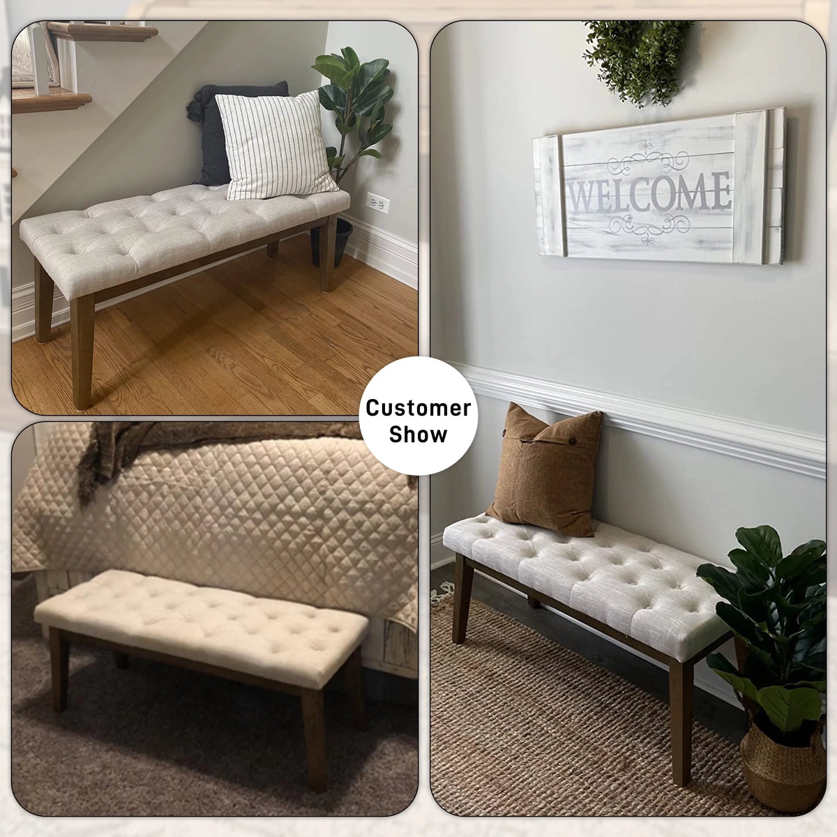 Beige Upholstered Bench W846379