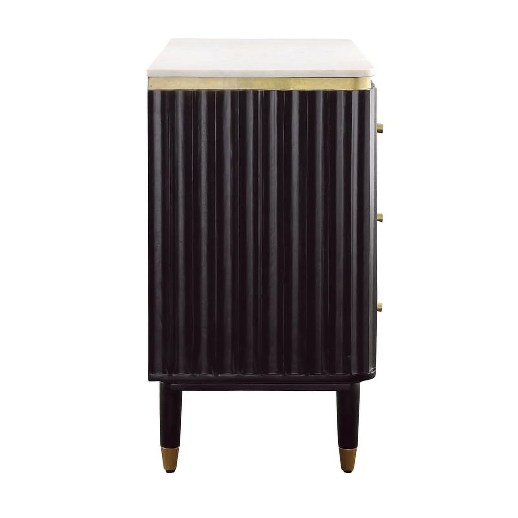 Black and Gold 3-Drawer Wood Chest W75310