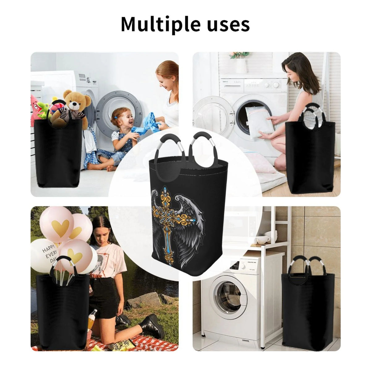 50L Large Rectangular Laundry Hamper with Aluminum Handles M9086