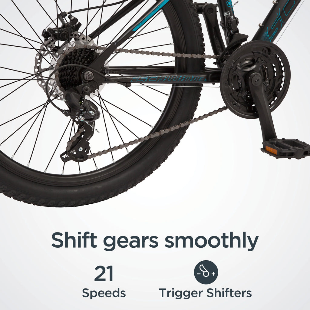 24-inch 21 Speeds Black Teal Mountain Bike G982