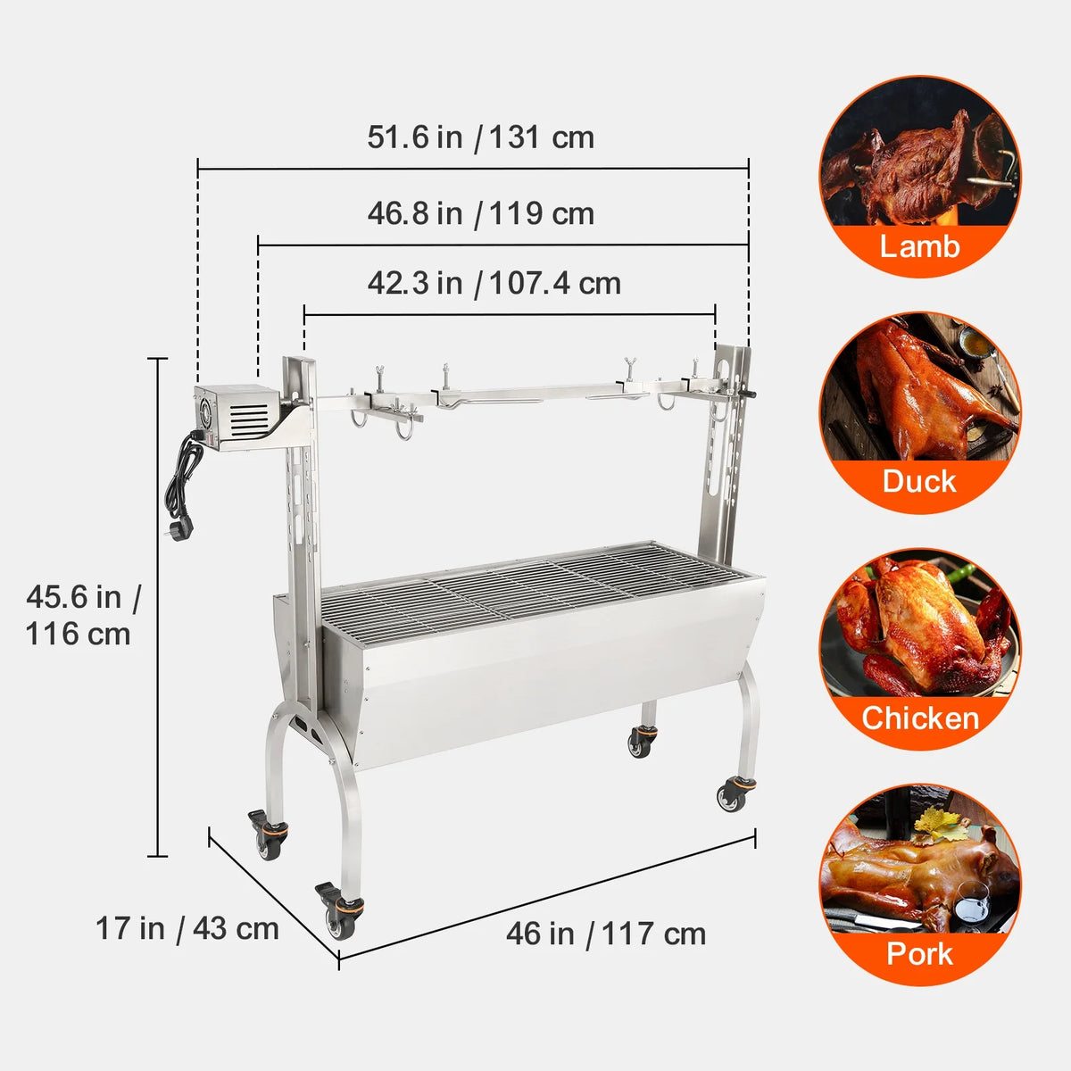 50W 90lbs Rotisserie Roaster Y2467