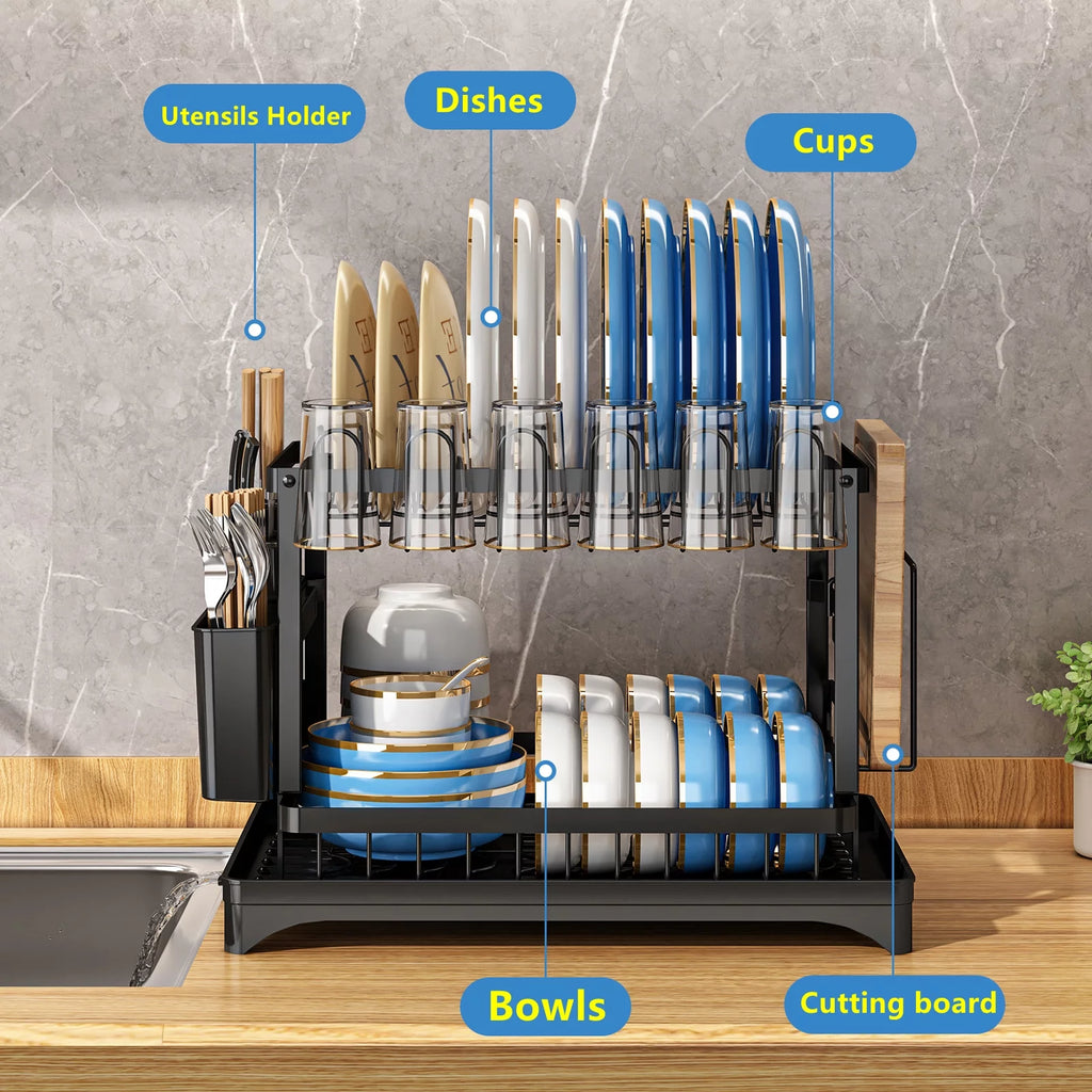 2-Tier Dish Drying Rack with Drainboard A682540