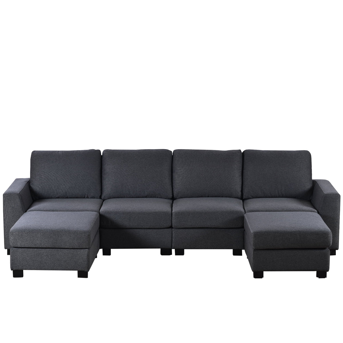Gray U Shaped 6 Seater Sectional Sofa with Ottomans G407498