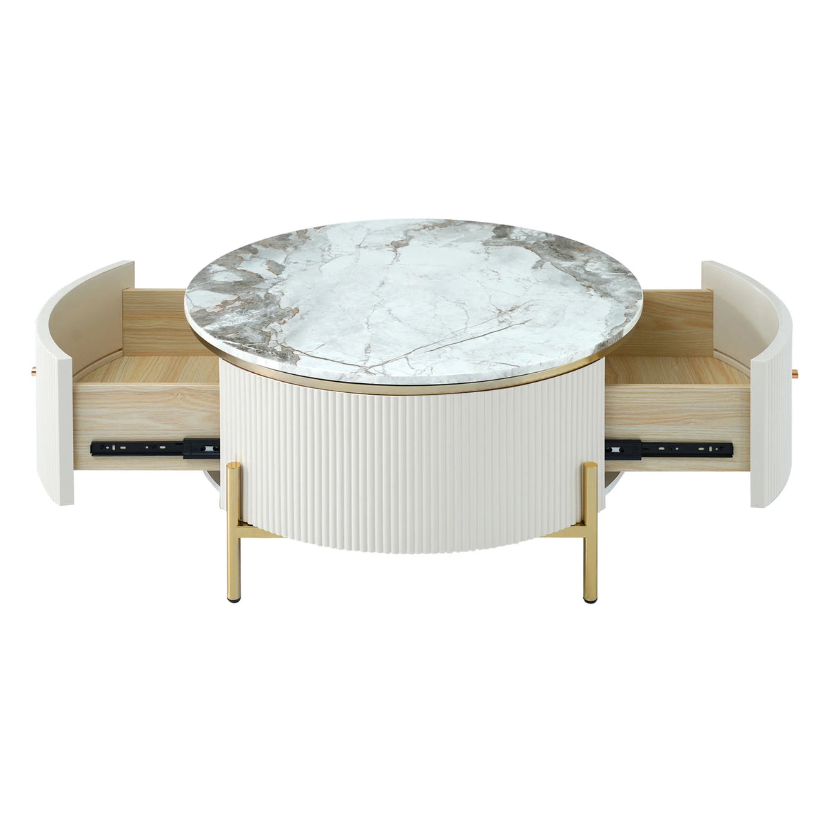 Modern Round Coffee Table with 2 Drawers R15849