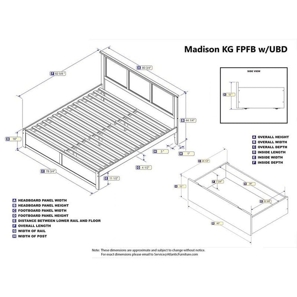 King Walnut Hardwood Storage Platform Bed U113