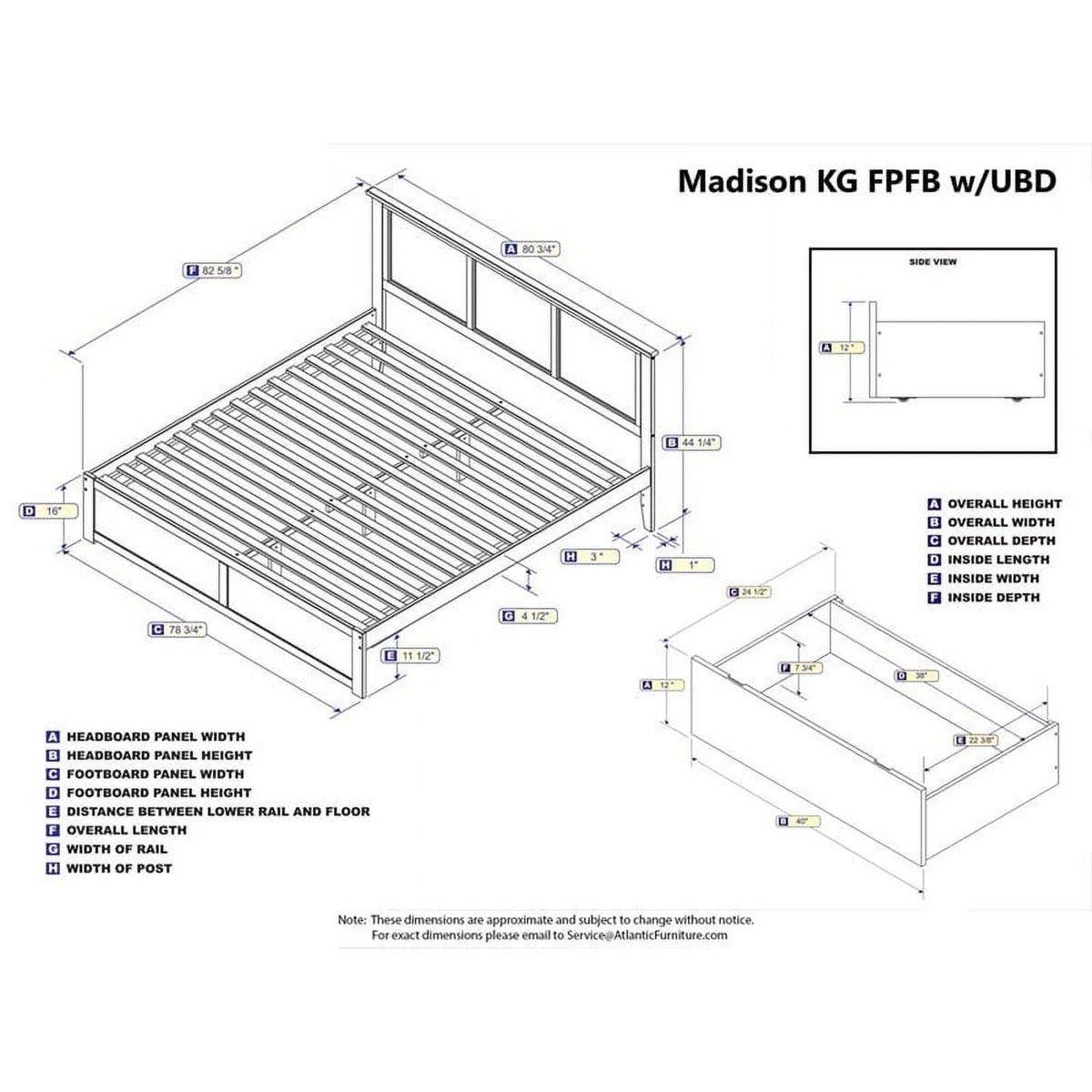 King Walnut Hardwood Storage Platform Bed U113