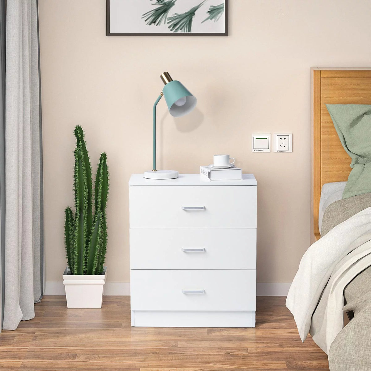 Set of 2 White 3 Drawer Dresser I562744