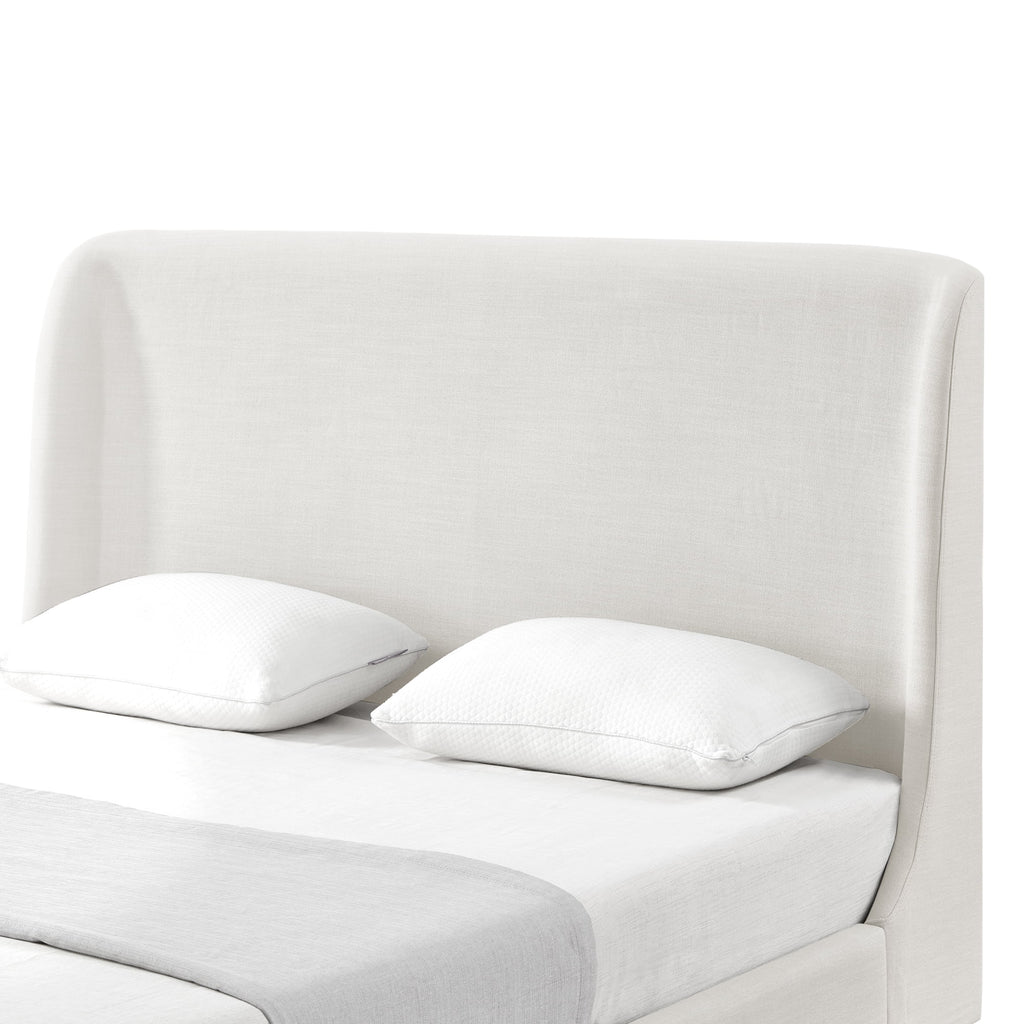 Cream White Tufted Linen Twin Size Bed Frame O47953