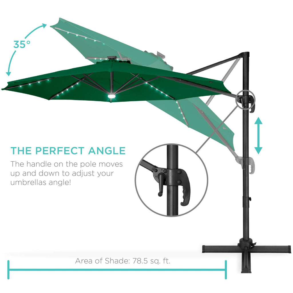 10ft LED Cantilever Offset Hanging Patio Umbrella R6162