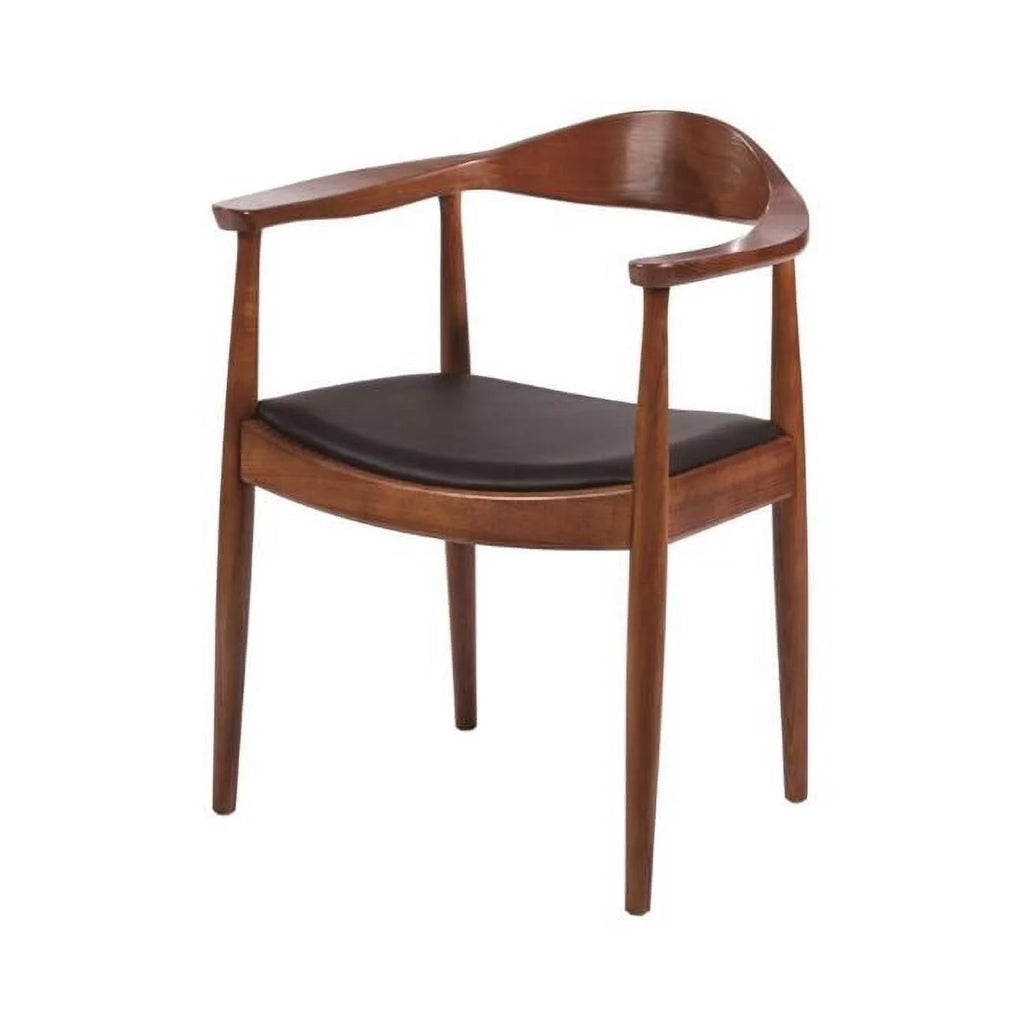 Round Dining Arm Chair with Black PU Seat Cushion, Set of 2 H781