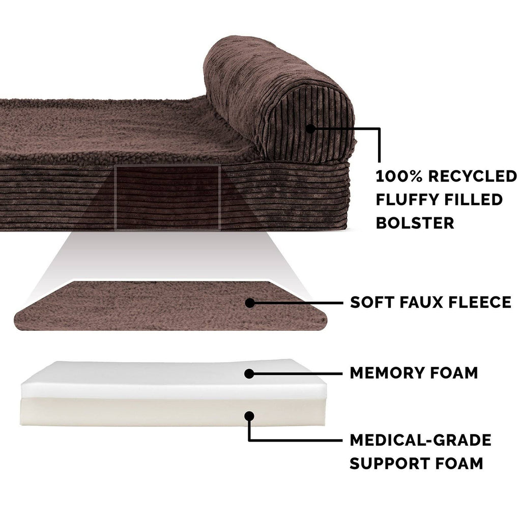 Memory Foam Corduroy Chaise Lounge Pet Bed H902366