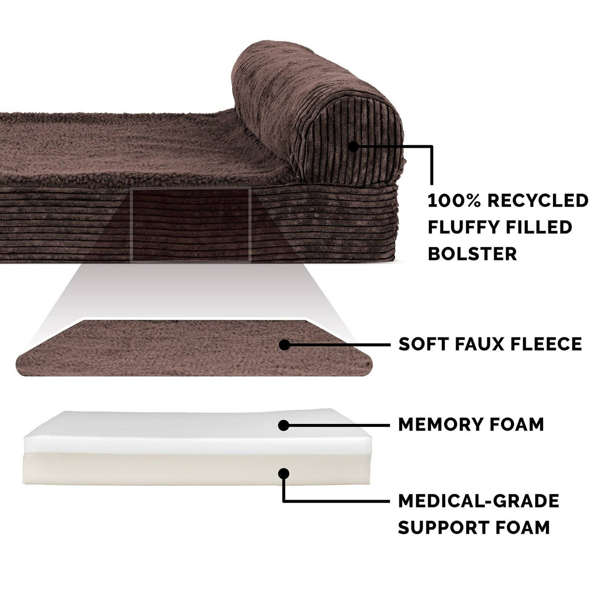 Memory Foam Corduroy Chaise Lounge Pet Bed H902366