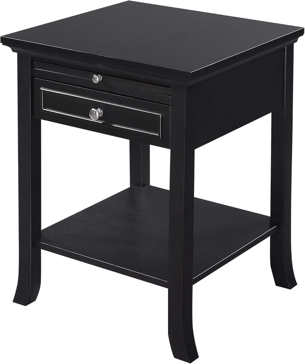 Black End Table with Drawer and Slide O86837
