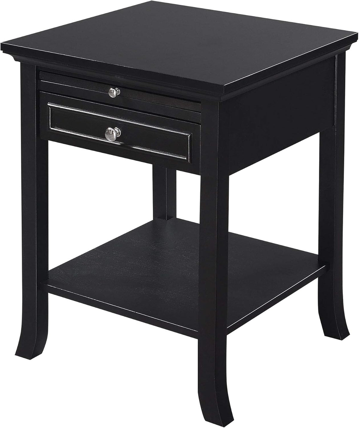 Black End Table with Drawer and Slide O86837