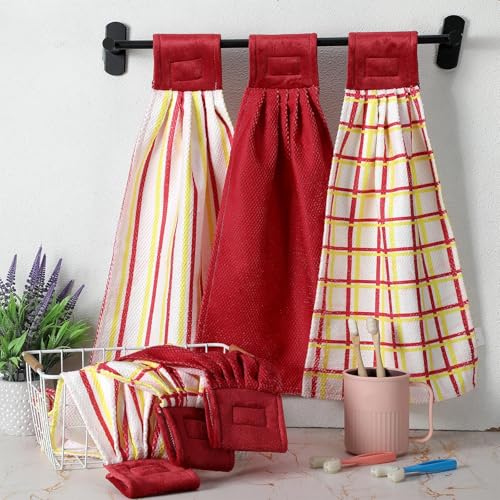 6 Pcs Check Striped Microfiber Towels M308