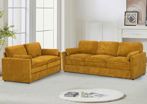 Black Chenille 3 Seats and 2 Seats Sofa Set with Pillows E22763