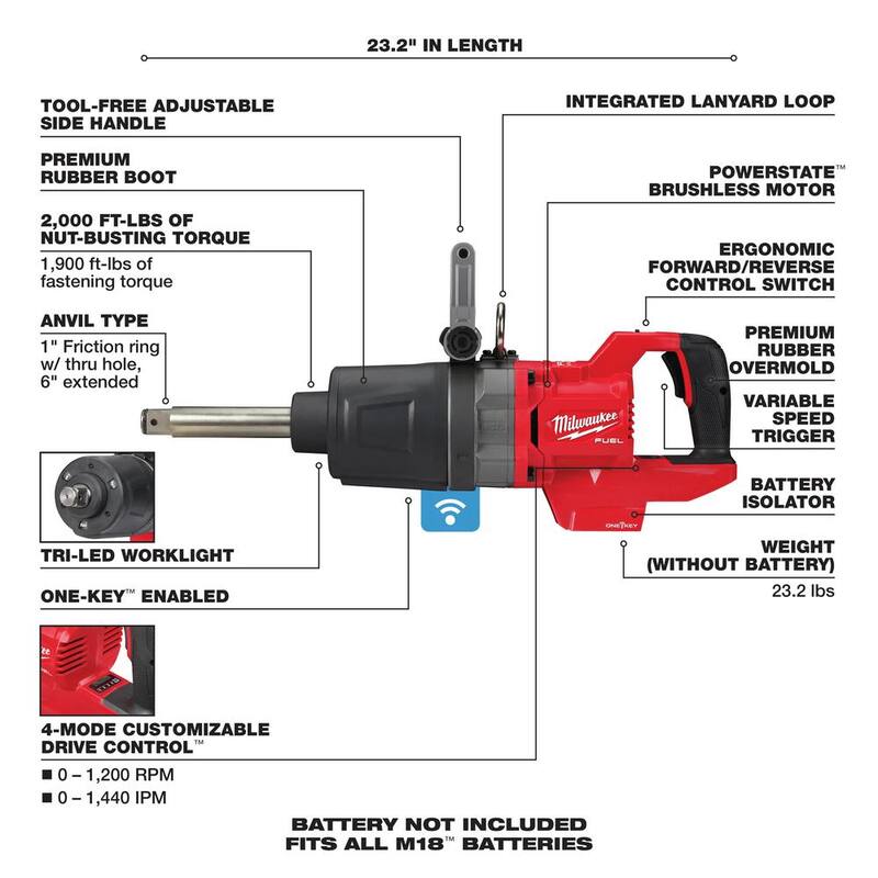18V Lithium-Ion Brushless Cordless 1 in. Impact Wrench D14486