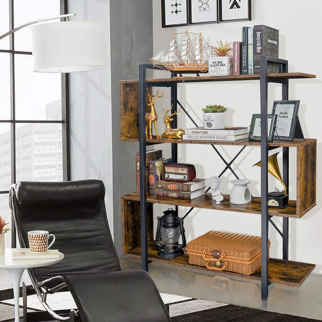 Vintage Industrial 4 Tier S Shaped Bookshelf D406
