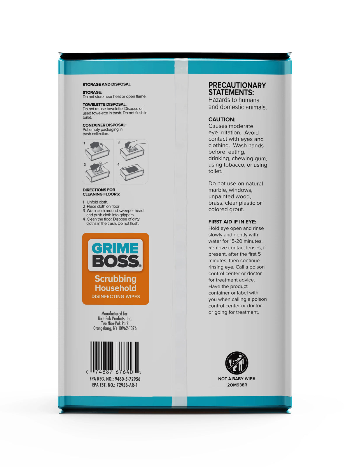 Fiber Blend Scrubbing Household Disinfecting Wipes 72 pk A10436