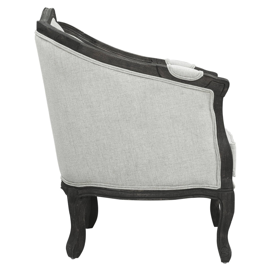 Linen Loveseat with Wooden Leg and 2 Pillows Z4681