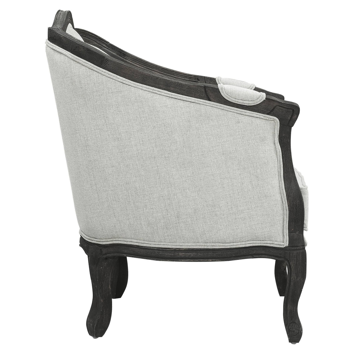 Linen Loveseat with Wooden Leg and 2 Pillows Z4681