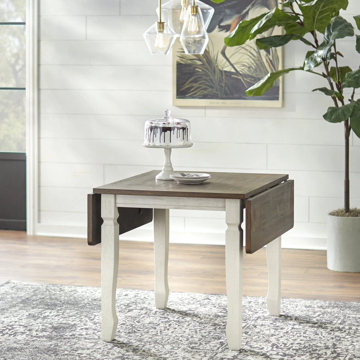 50 x 36 x 30 Walnut Antique White Dining Table P113094