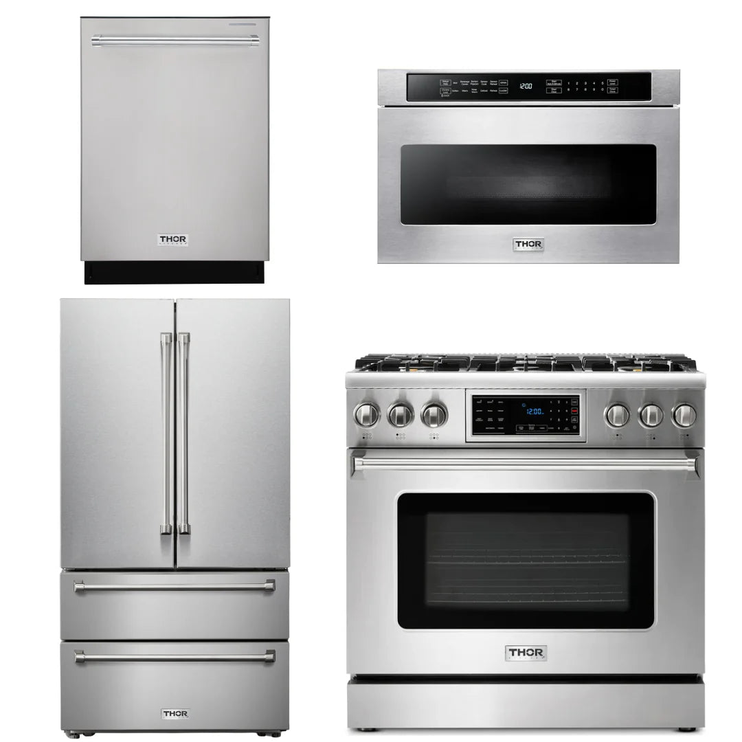 36 Gas Range, Microwave, Refrigerator, Dishwasher M161
