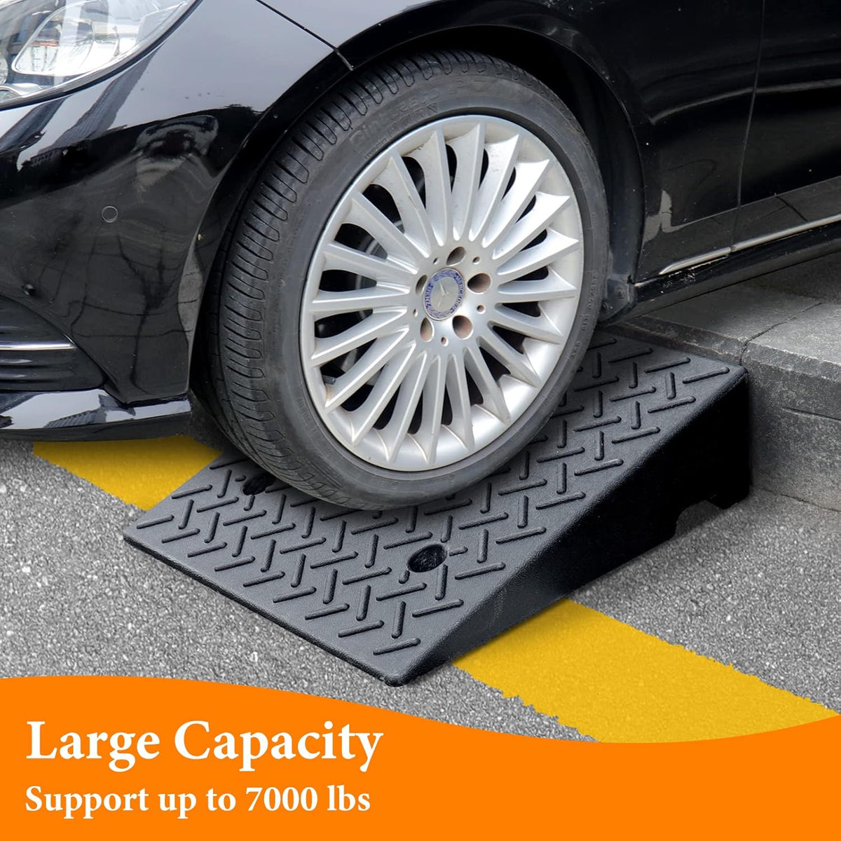 Rubber Curb Ramp 19.6 × 19.6 × 6 Heavy Duty Portable Threshold Ramp 1 PC J284768